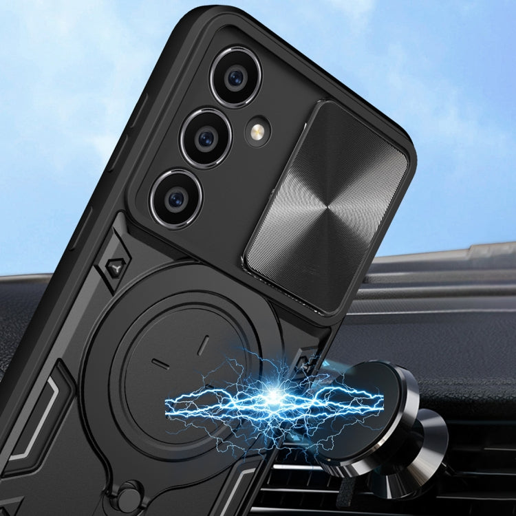 For Samsung Galaxy S23 FE 5G CD Texture Sliding Camshield Magnetic Holder Phone Case(Purple) by buy2fix