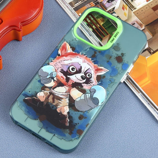 For iPhone 15 Pro Max Animal Pattern PC Phone Case(Raccoon) by buy2fix