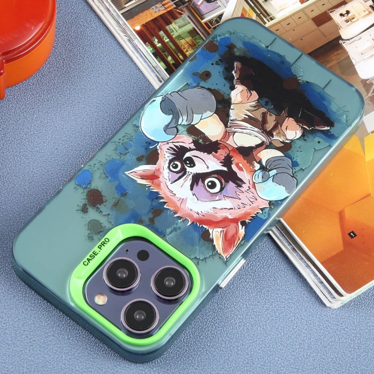 For iPhone 15 Pro Max Animal Pattern PC Phone Case(Raccoon) by buy2fix