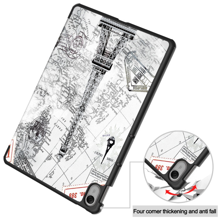 For Huawei MatePad 11.5 2023 Custer Painted 3-Fold Holder Smart Leather Tablet Case(Retro Tower) by buy2fix