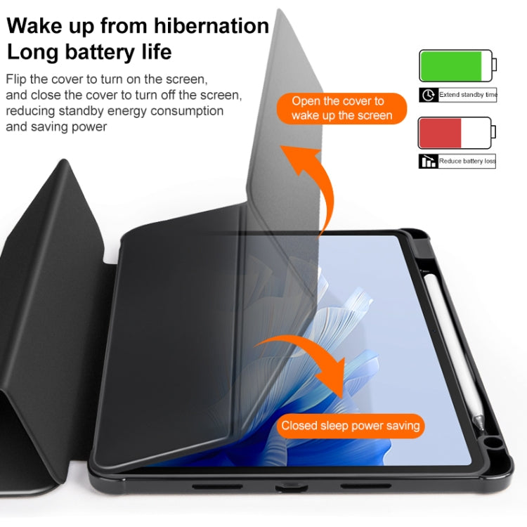 For Huawei MatePad Air 11.5 inch 3-Fold Clear Acrylic Leather Tablet Case(Black) by buy2fix