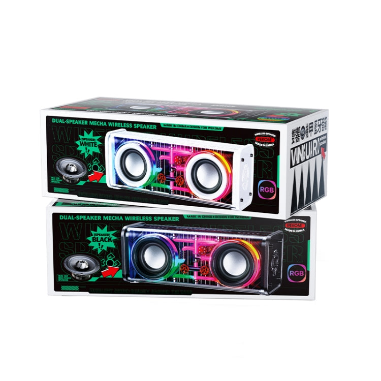 WK D45 10W Dual Speaker Transparent Mecha Bluetooth Speaker(Black) by WK