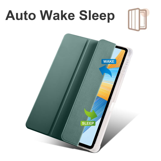 For Honor Pad V8 Pro 3-folding Transparent TPU Smart Leather Tablet Case(Green) by buy2fix