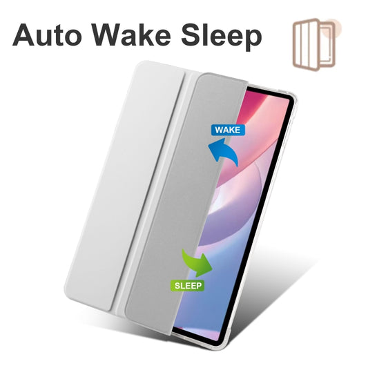 For Honor Pad X8 Pro / Pad X9 3-folding Transparent TPU Smart Leather Tablet Case(Grey) by buy2fix