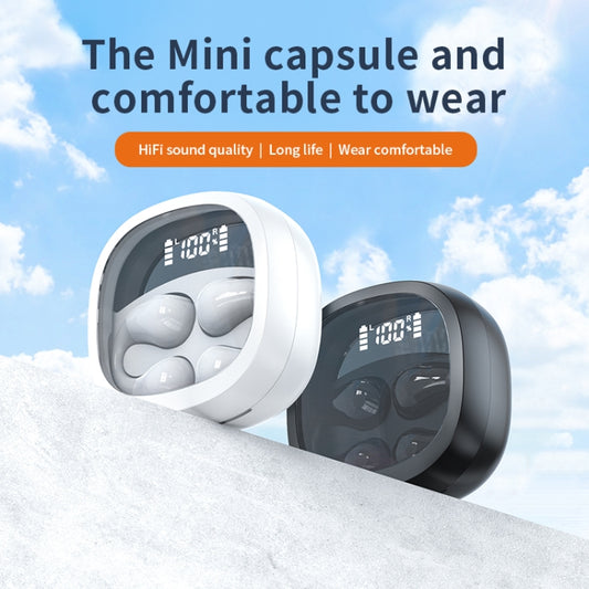JR01 Transparent Capsule Smart Digital Display Ear-hook Bluetooth Earphones(White) by buy2fix
