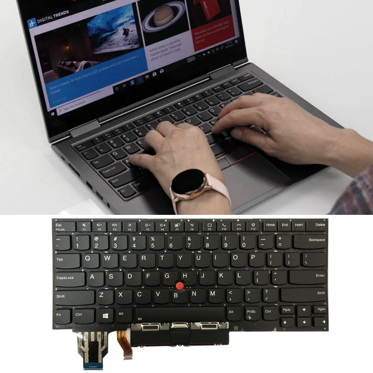 For Lenovo ThinkPad X1 Yoga 4th Gen 20QF US Version Backlight Laptop Keyboard with Touchpad Button(Black) by buy2fix