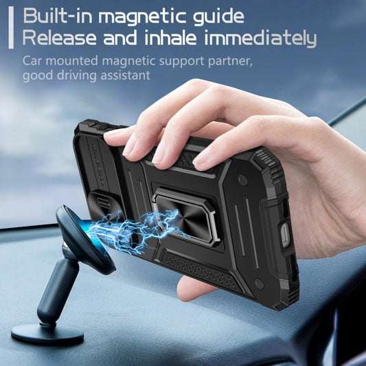For iPhone 12 Pro Max Camshield Robot TPU Hybrid PC Phone Case(Black) by buy2fix