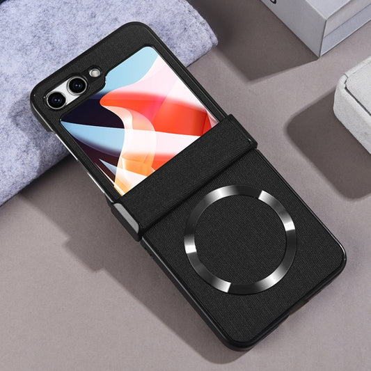 For Samsung Galaxy Z Flip5 MagSafe Back Screen Film Integrated Cloth Texture Phone Case(Black) by buy2fix