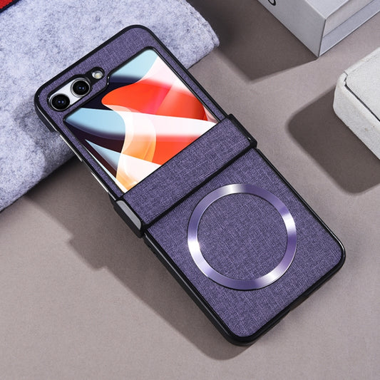 For Samsung Galaxy Z Flip5 MagSafe Back Screen Film Integrated Cloth Texture Phone Case(Purple) by buy2fix