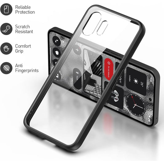 For Nothing Phone 2 Transparent Shockproof TPU Phone Case(Black) by buy2fix