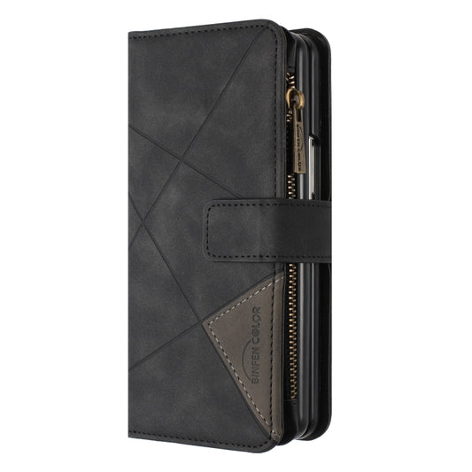 For Samsung Galaxy Z Fold5 Rhombus Texture Zipper Wallet Leather Phone Case(Black) by buy2fix