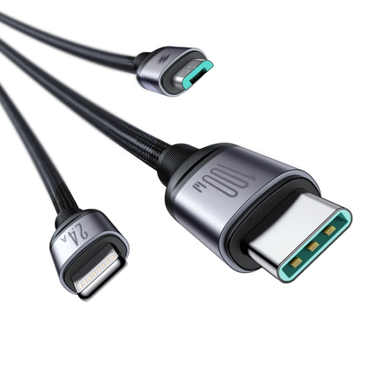 JOYROOM A21 100W USB to 8 Pin+Type-C+Micro USB 3 in 1 Charging Cable, Length: 1.2m(Black) by JOYROOM