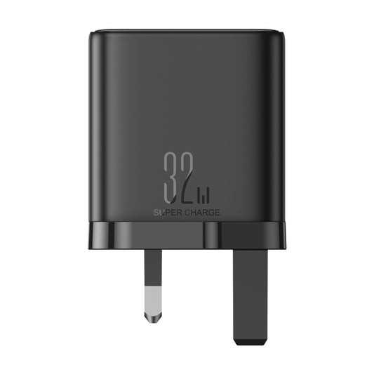 JOYRO0M JR-TCF10 32W Dual USB-C/Type-C+USB Fast Charger, Plug:UK Plug(Black) by JOYROOM