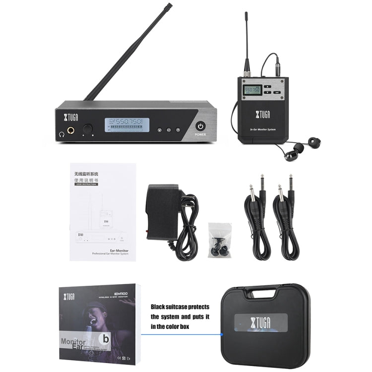XTUGA IEM1100 Professional Wireless In Ear Monitor System 2 BodyPacks(EU Plug) by XTUGA