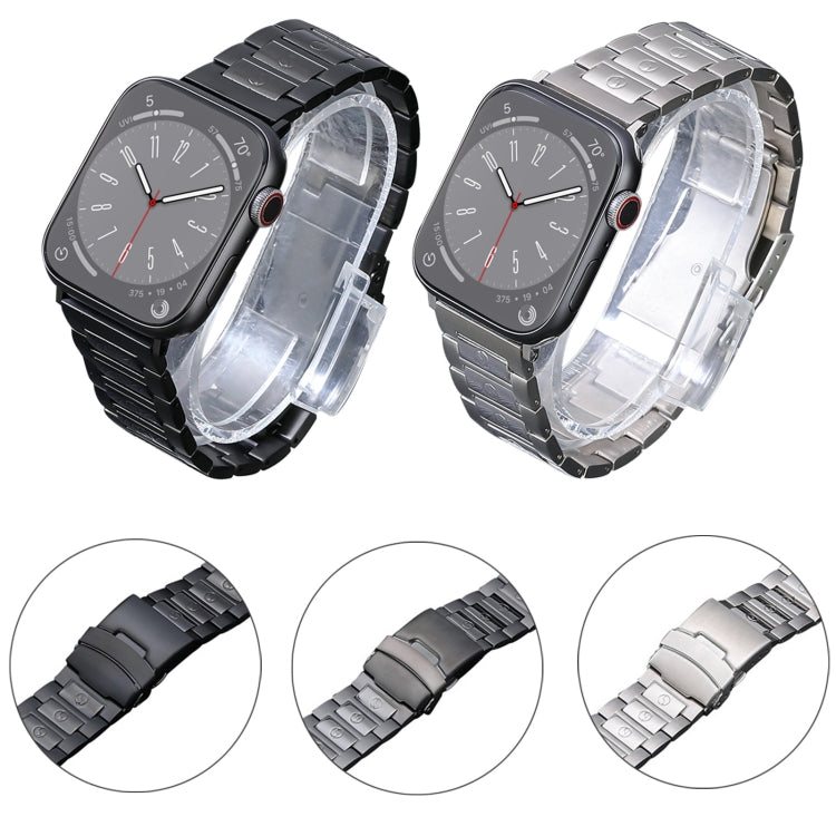 For Apple Watch SE 2023 40mm Safety Buckle Titanium Steel Watch Band(Black) by buy2fix