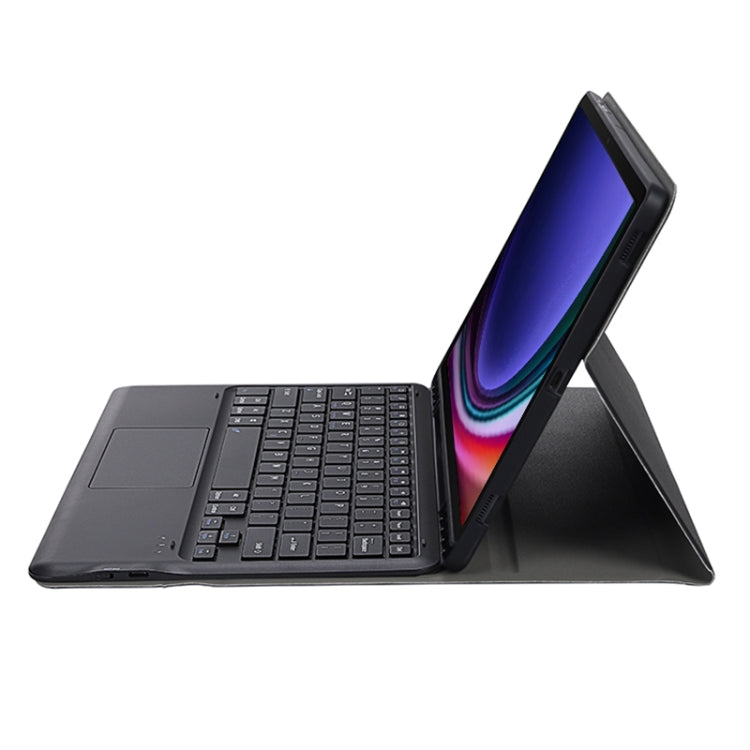 For Samsung Galaxy Tab S9+ / S9 FE+ A810B-A Touch Pad Detachable Bluetooth Keyboard Leather Tablet Case(Black) by buy2fix