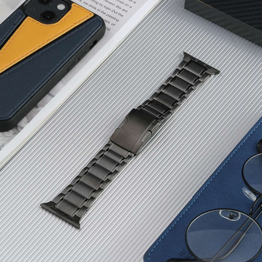 For Apple Watch Series 5 44mm Five Beads Turtle Buckle Titanium Steel Watch Band(Grey) by buy2fix