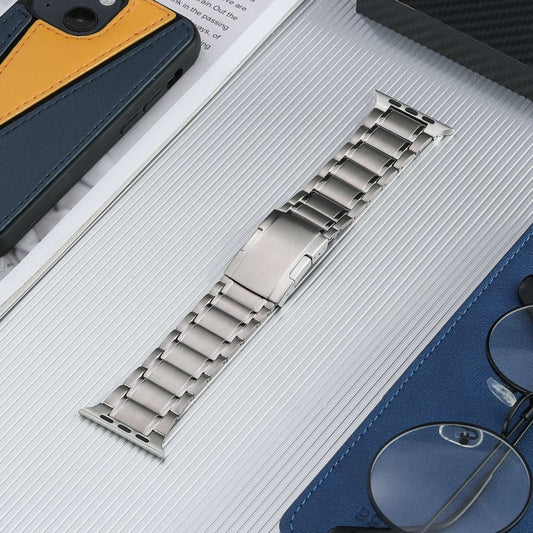 For Apple Watch SE 2023 44mm Five Beads Turtle Buckle Titanium Steel Watch Band(Silver) by buy2fix