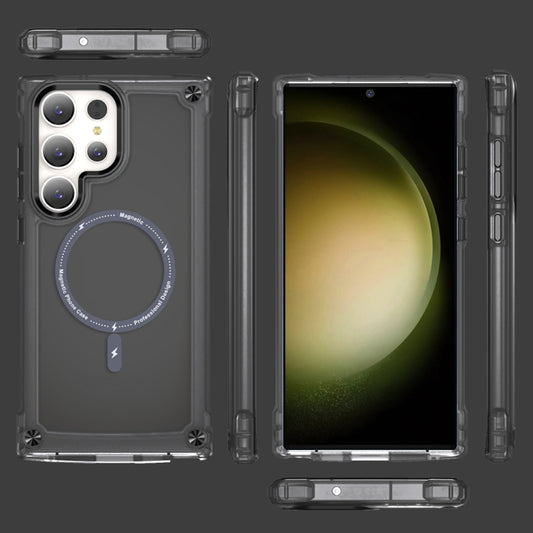 For Samsung Galaxy S22 Ultra 5G Skin Feel TPU + PC MagSafe Magnetic Phone Case(Transparent Black) by buy2fix