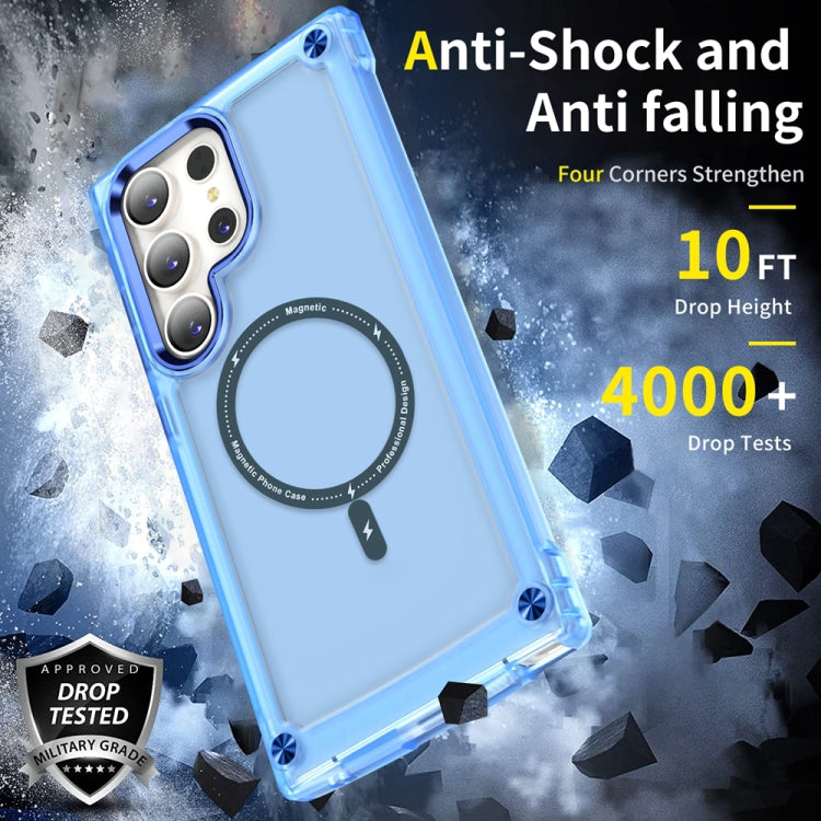 For Samsung Galaxy S22 Ultra 5G Skin Feel TPU + PC MagSafe Magnetic Phone Case(Transparent Blue) by buy2fix