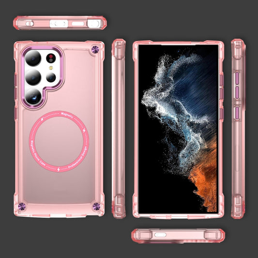 For Samsung Galaxy S24 Ultra 5G Skin Feel TPU + PC MagSafe Magnetic Phone Case(Transparent Pink) by buy2fix