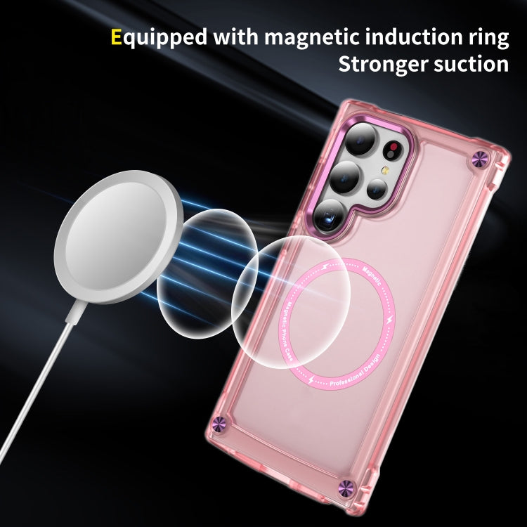 For Samsung Galaxy S24 Ultra 5G Skin Feel TPU + PC MagSafe Magnetic Phone Case(Transparent Pink) by buy2fix