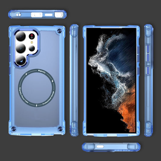 For Samsung Galaxy S24 Ultra 5G Skin Feel TPU + PC MagSafe Magnetic Phone Case(Transparent Blue) by buy2fix