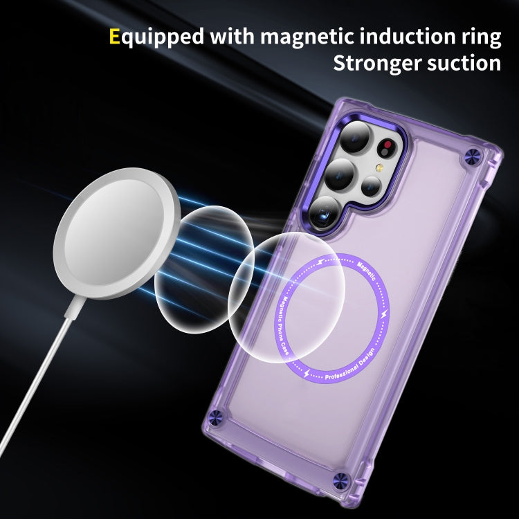 For Samsung Galaxy S24 Ultra 5G Skin Feel TPU + PC MagSafe Magnetic Phone Case(Transparent Purple) by buy2fix