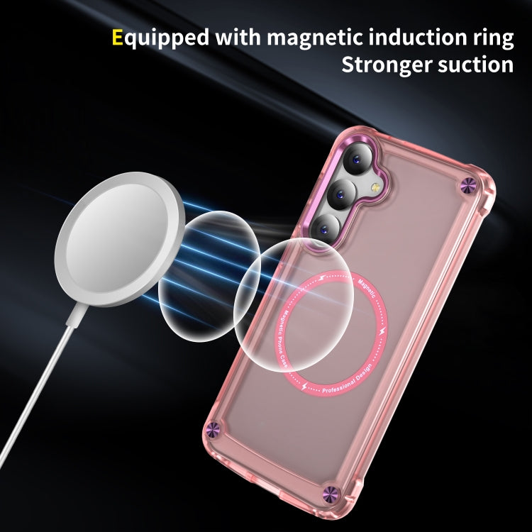 For Samsung Galaxy S24 5G Skin Feel TPU + PC MagSafe Magnetic Phone Case(Transparent Pink) by buy2fix