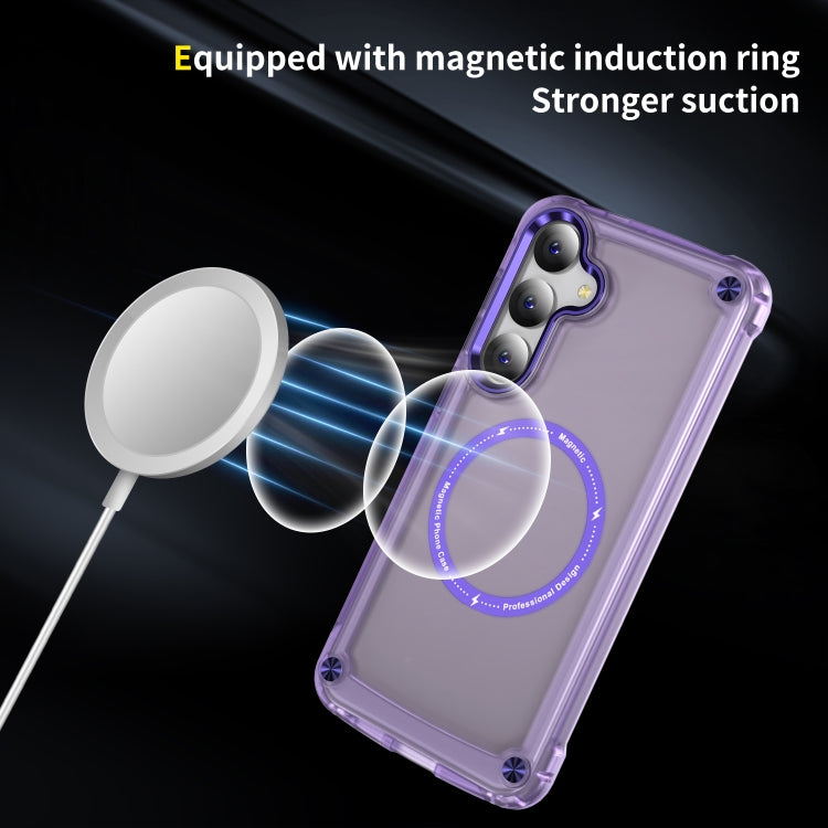 For Samsung Galaxy S24 5G Skin Feel TPU + PC MagSafe Magnetic Phone Case(Transparent Purple) by buy2fix