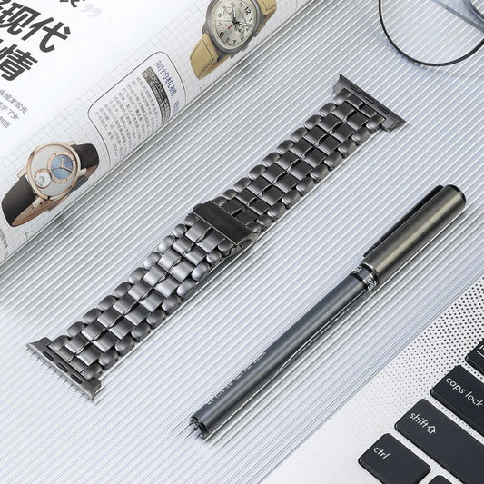 For Apple Watch Series 7 45mm Five Beads Titanium Steel Watch Band(Grey) by buy2fix