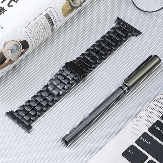For Apple Watch Series 6 44mm Five Beads Titanium Steel Watch Band(Black) by buy2fix