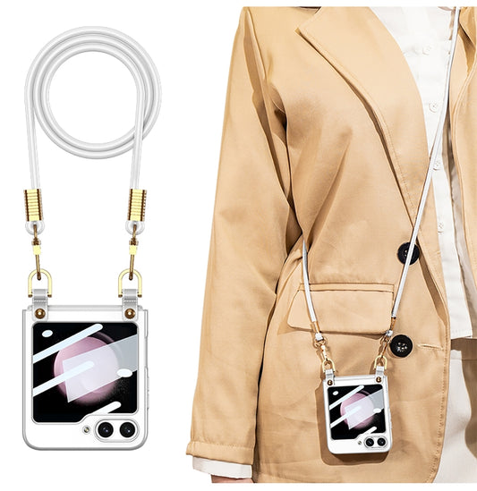 For Samsung Galaxy Z Flip5 GKK Cross-body Ultra-thin PC Phone Case with Strap(Silver) by GKK