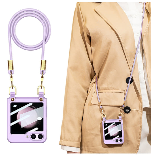 For Samsung Galaxy Z Flip5 GKK Cross-body Ultra-thin PC Phone Case with Strap(Purple) by GKK