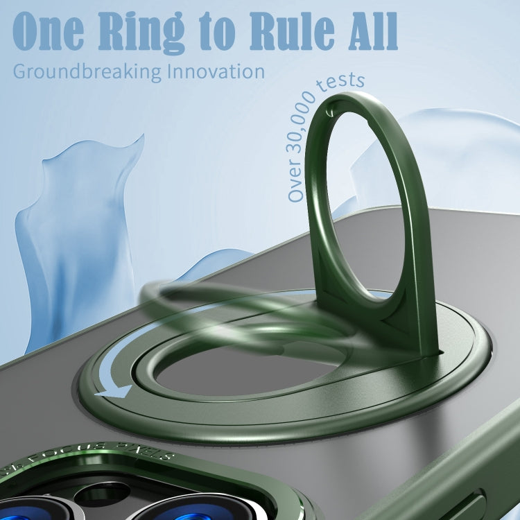 For iPhone 13 Pro Max Rotating Ring Magnetic Holder Phone Case(Green) by buy2fix