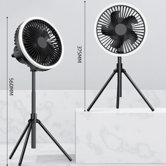 DQ216 10000mAh Outdoor Portable Liftable Swivel Head Camping Fan Tent Hanging Vertical Colorful Light with Remote Control(Black) by buy2fix