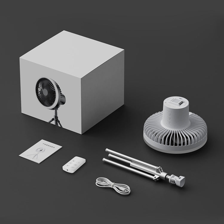 DQ216 10000mAh Outdoor Portable Liftable Swivel Head Camping Fan Tent Hanging Vertical Colorful Light with Remote Control(Khaki) by buy2fix