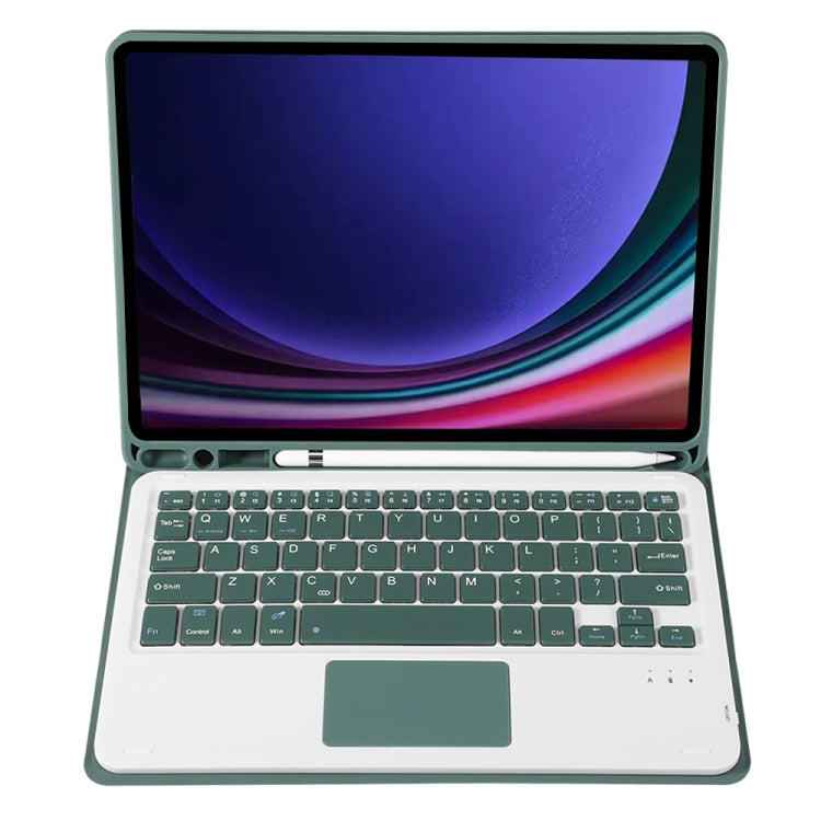 For Samsung Galaxy Tab S9 A710B-A Candy Color TPU Touch Bluetooth Keyboard Leather Tablet Case with Pen Holder(Dark Green) by buy2fix