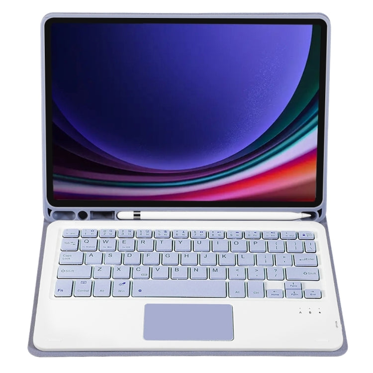 For Samsung Galaxy Tab S9 A710B-A Candy Color TPU Touch Bluetooth Keyboard Leather Tablet Case with Pen Holder(Purple) by buy2fix