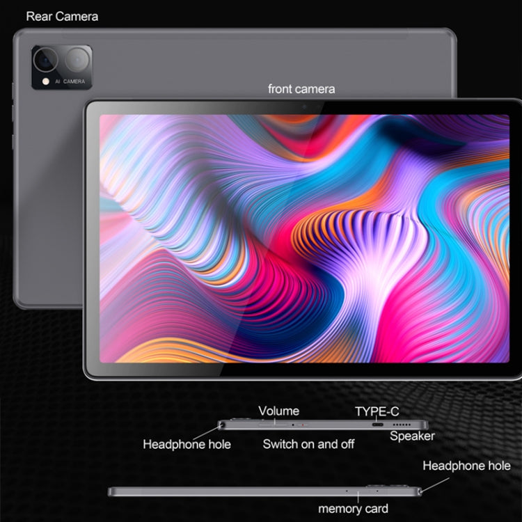 BDF P60 4G LTE Tablet PC 10.1 inch, 8GB+128GB, Android 11 MTK6755 Octa Core, Support Dual SIM, EU Plug(Grey) by BDF