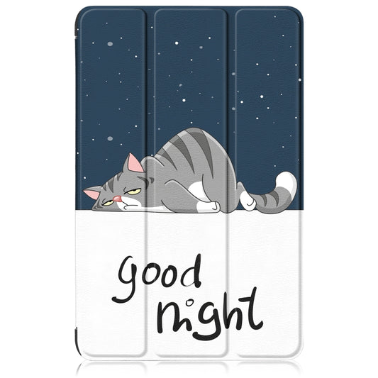 For Lenovo Tab M10 5G 10.6 3-folding Magnetic Buckle Coloured Drawing Leather Smart Tablet Case(Lazy Cat) by buy2fix