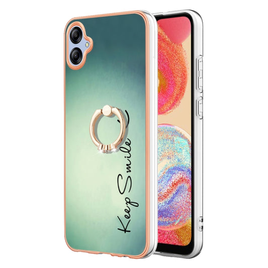 For Samsung Galaxy A04e Electroplating Dual-side IMD Phone Case with Ring Holder(Smile) by buy2fix