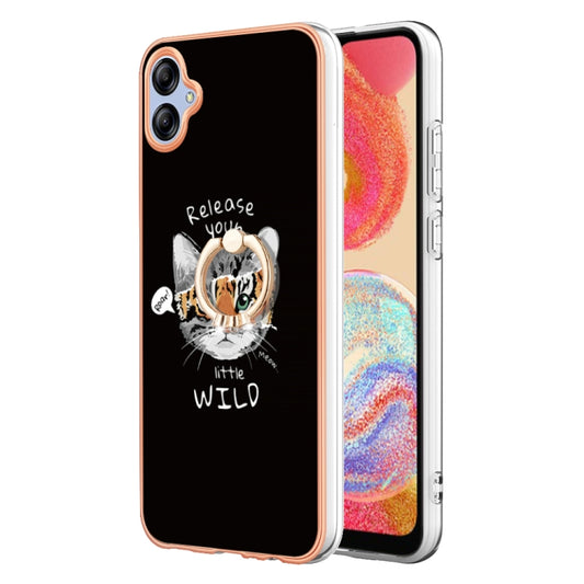 For Samsung Galaxy A04e Electroplating Dual-side IMD Phone Case with Ring Holder(Natural Growth) by buy2fix