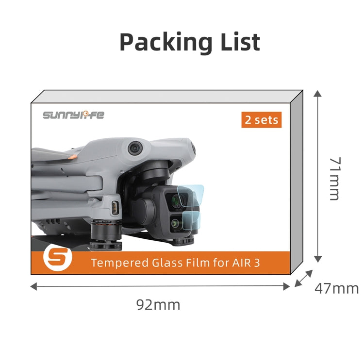 For DJI Air 3 Sunnylife Lens Protector Tempered Glass Combo Protective Films, Quantity:1 Set by Sunnylife