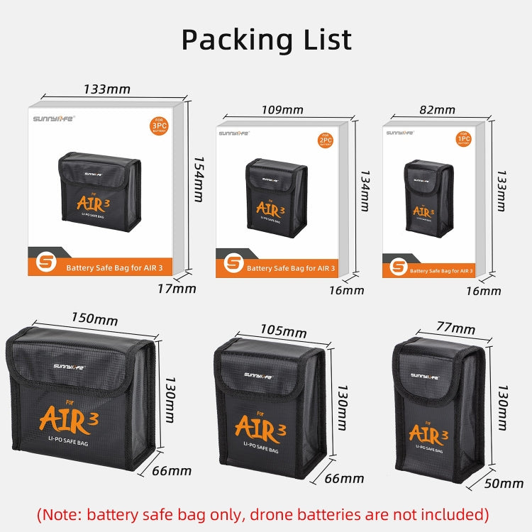 For DJI Air 3 Sunnylife Battery Explosion-proof Safe Bag Protective Li-Po Safe Bag For 3pcs Batteries by Sunnylife