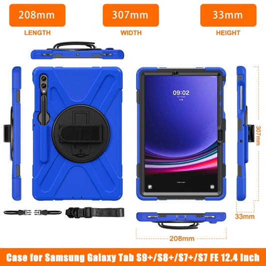 For Samsung Galaxy Tab S9+ / S8+ Rotatable Kickstand Grip Heavy Duty Hard Rugged Tablet Case(Blue) by buy2fix
