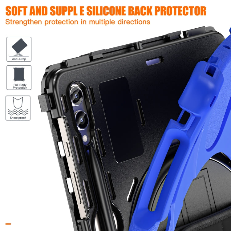 For Samsung Galaxy Tab S9+ / S8+ Rotatable Kickstand Grip Heavy Duty Hard Rugged Tablet Case(Blue) by buy2fix