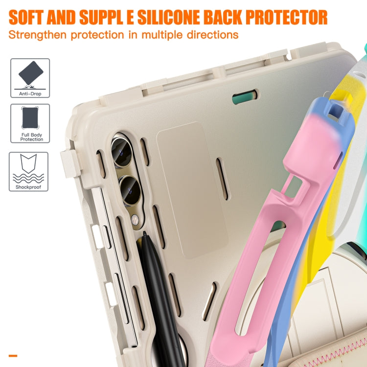 For Samsung Galaxy Tab S9+ / S8+ Rotatable Kickstand Grip Heavy Duty Hard Rugged Tablet Case(Colorful Pink) by buy2fix