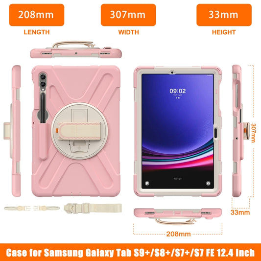 For Samsung Galaxy Tab S9+ / S8+ Rotatable Kickstand Grip Heavy Duty Hard Rugged Tablet Case(Pink) by buy2fix