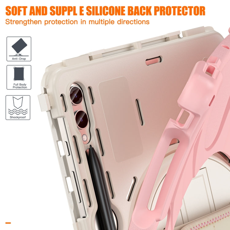 For Samsung Galaxy Tab S9+ / S8+ Rotatable Kickstand Grip Heavy Duty Hard Rugged Tablet Case(Pink) by buy2fix